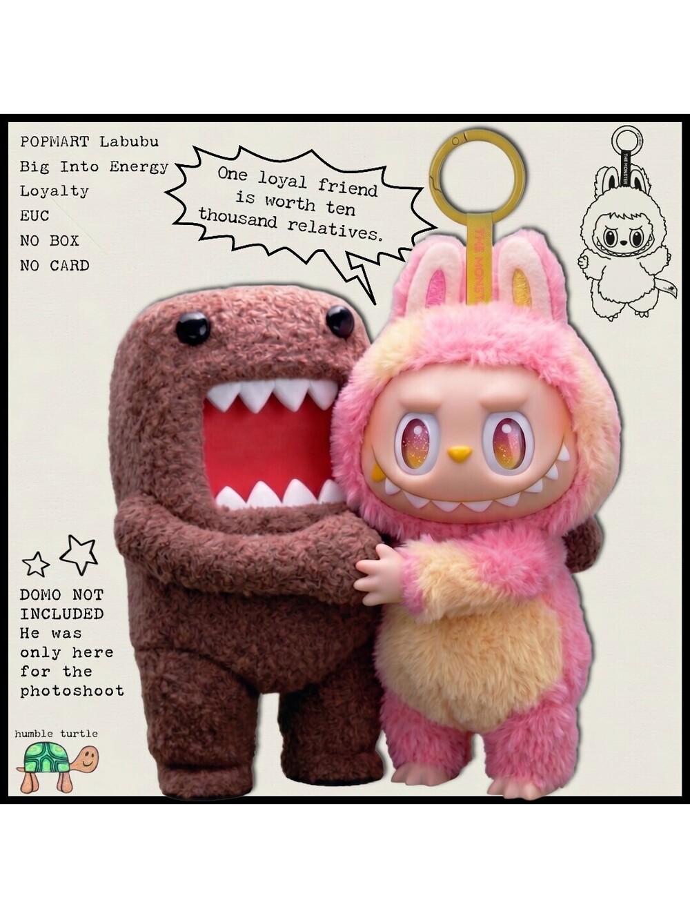 POP MART Labubu Big Into Energy Loyalty Plush Keychain | NO BOX OR CARD | EUC